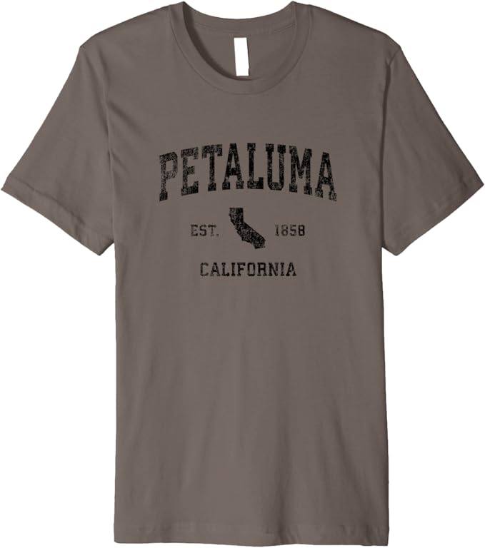 Mens Petaluma California CA Vintage Sports Design Black